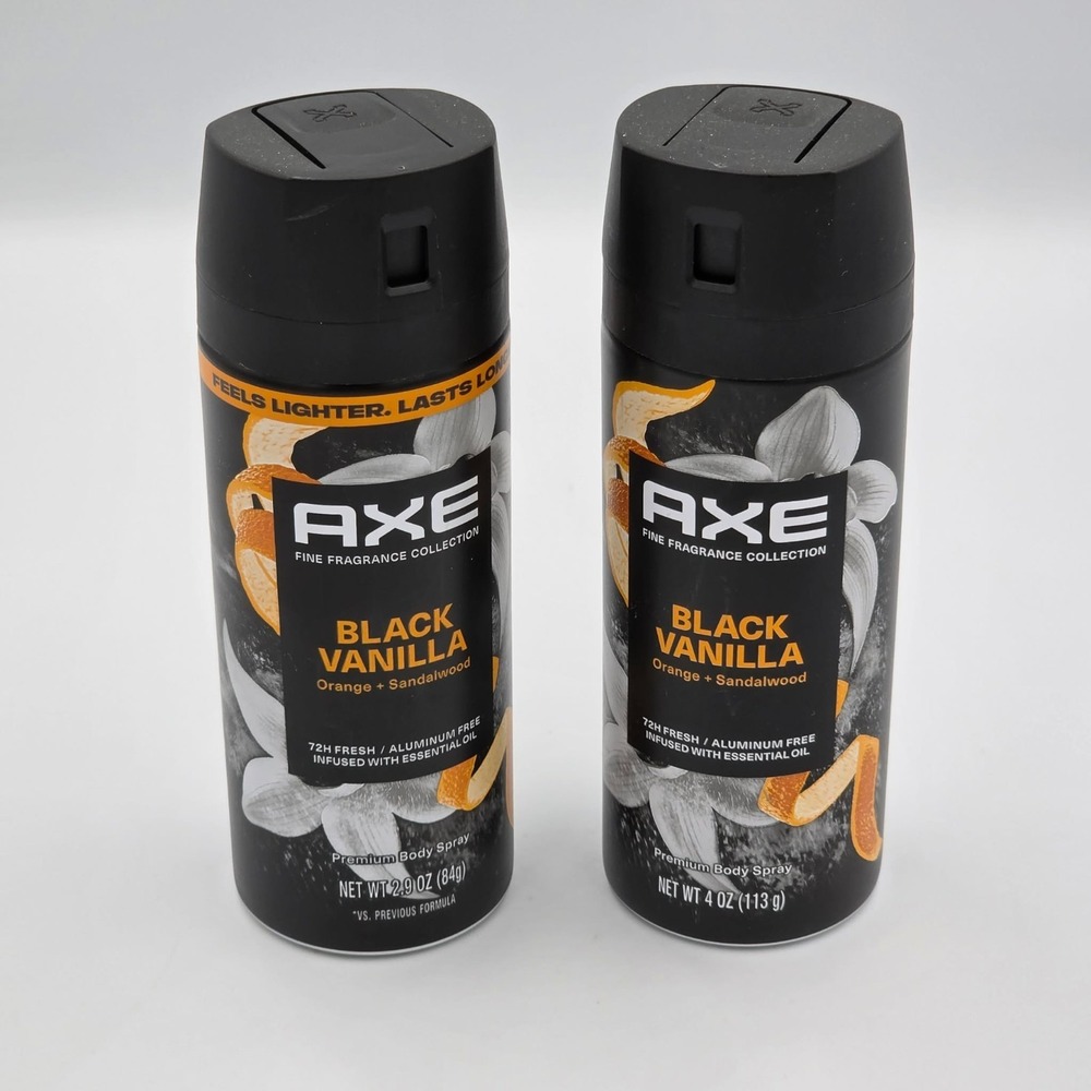 Axe Fine Fragrance Men's Deodorant Body Spray Vanilla Aluminum Free 2.9oz (2 Pk)